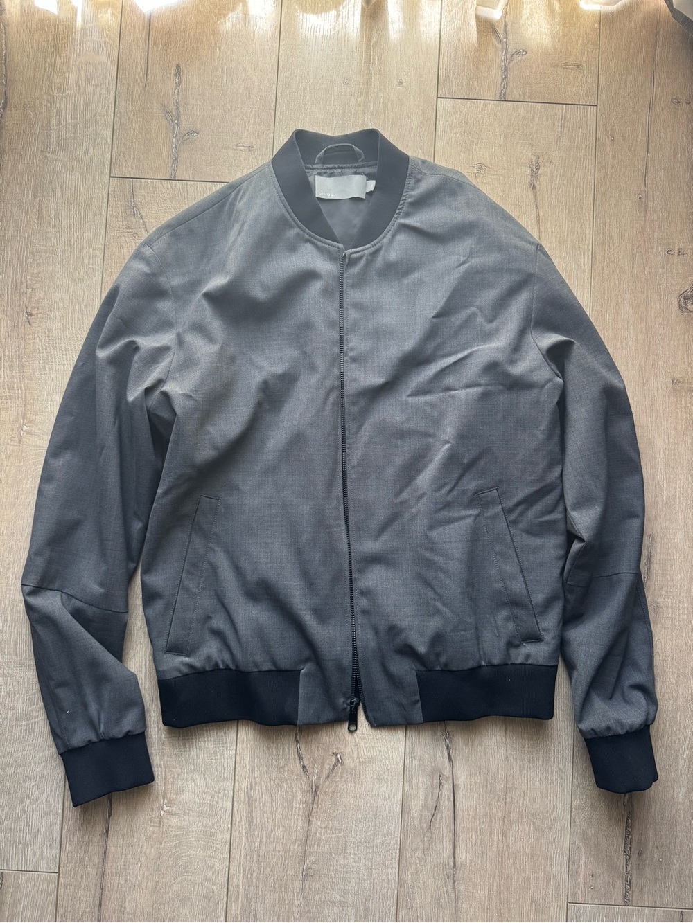 Vince Charcoal Gray Bomber Jacket with Black Trim Size S